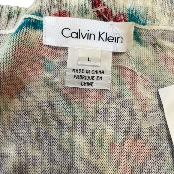 Calvin Klein Womens Sweater L  Multicolored Knitted 3/4 Sleeves Cardigan Button - Picture 5 of 10